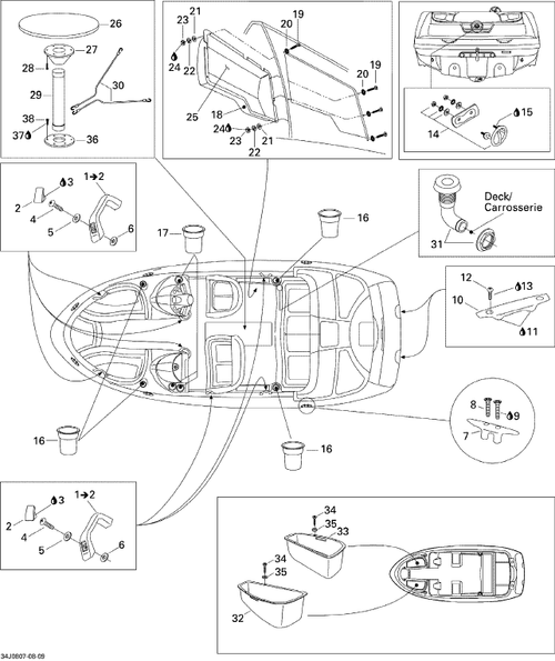 Fits 2005-2012 Sea-Doo Boats Holder Cup, Black, OEM Part # 204072216