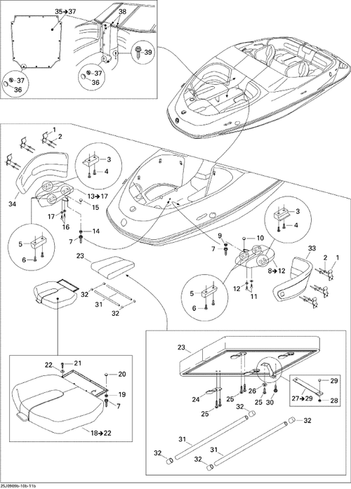 Fits 1996-2012 Sea-Doo Boats Snap Base, OEM Part # 204000083