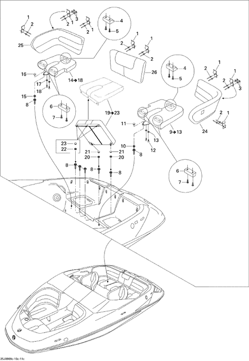 Fits 1996-2012 Sea-Doo Boats Snap Base, OEM Part # 204000083