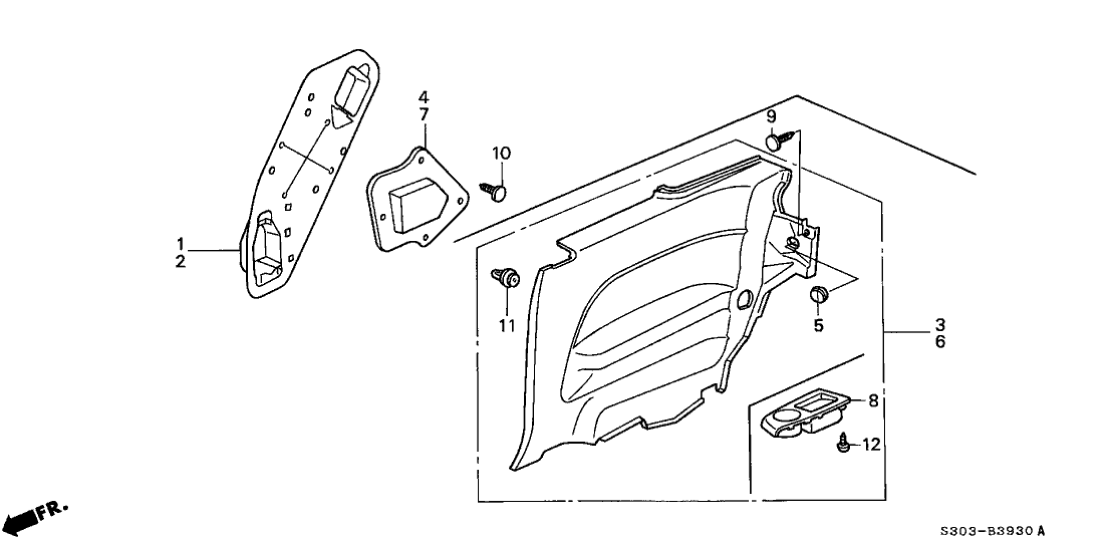 Honda New 1997-2001 Fits Honda Prelude Pad, R. Side Lining, Part # 83734-S30-A00