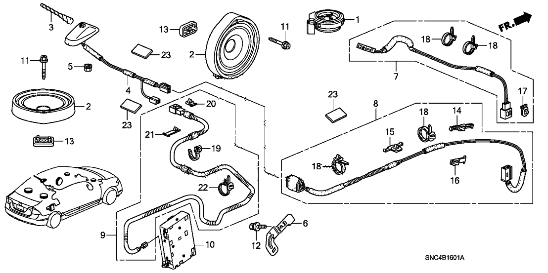 Honda New 2007-2011 Fits Honda Civic Feeder Assembly, Antenna, Part # 39159-SNC-A51