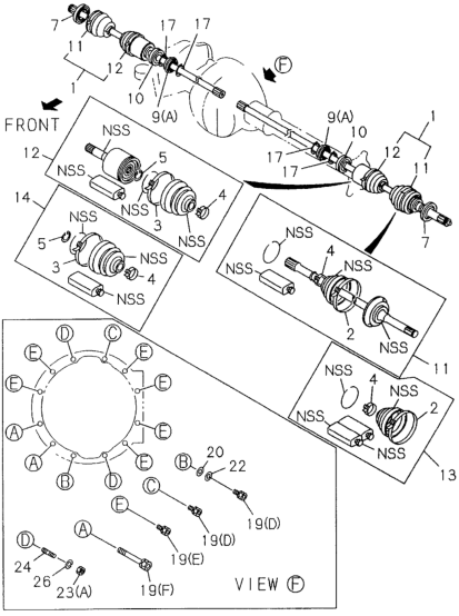 Honda New 1994-1995 Fits Honda Passport Joint Assembly, Left Front Driveshaft (Outer), Part # 89431-30961