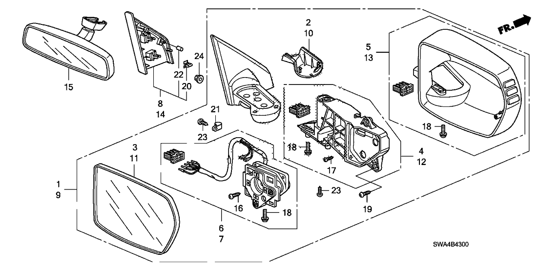 Honda New 2010-2011 Fits Honda CR-V Housing Set, Passenger Side (Opal Sage Metallic), Part # 76205-SWA-A11ZN