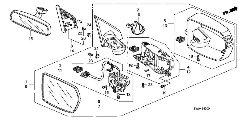 New 2007-2011 Fits Honda CR-V Housing Set, Passenger Side (Royal Blue Pearl), Part # 76205-SWA-A11ZA
