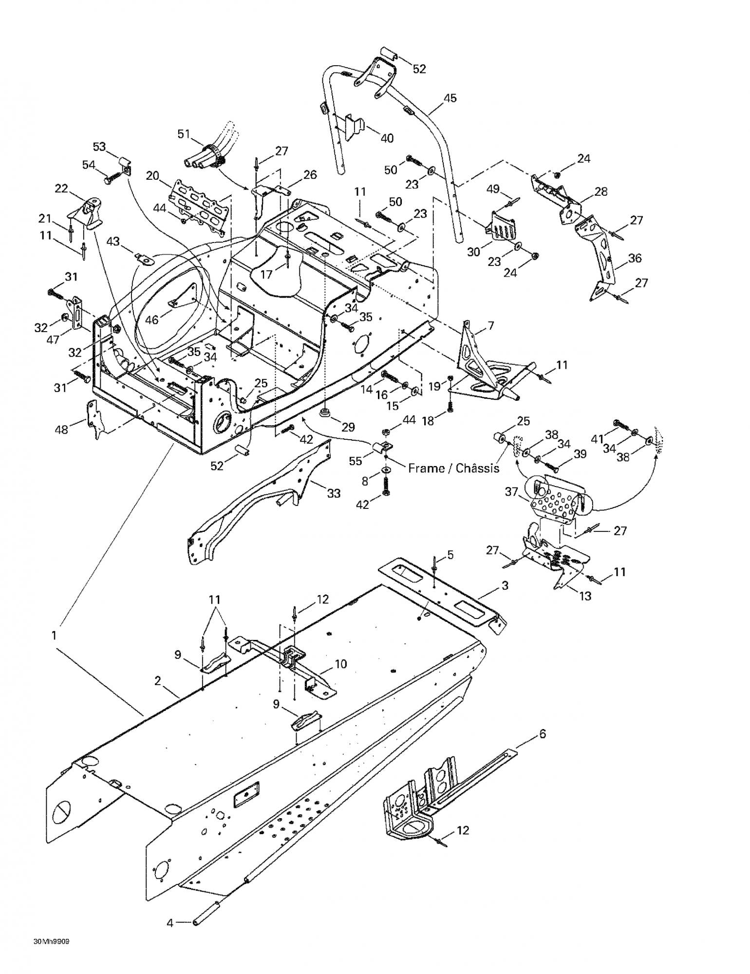 Fits 1998-2005 Ski-Doo Formula Deluxe 500/600/700 / Formula Deluxe 600/700 Models RH Shock Bracket, OEM Part # 518317518