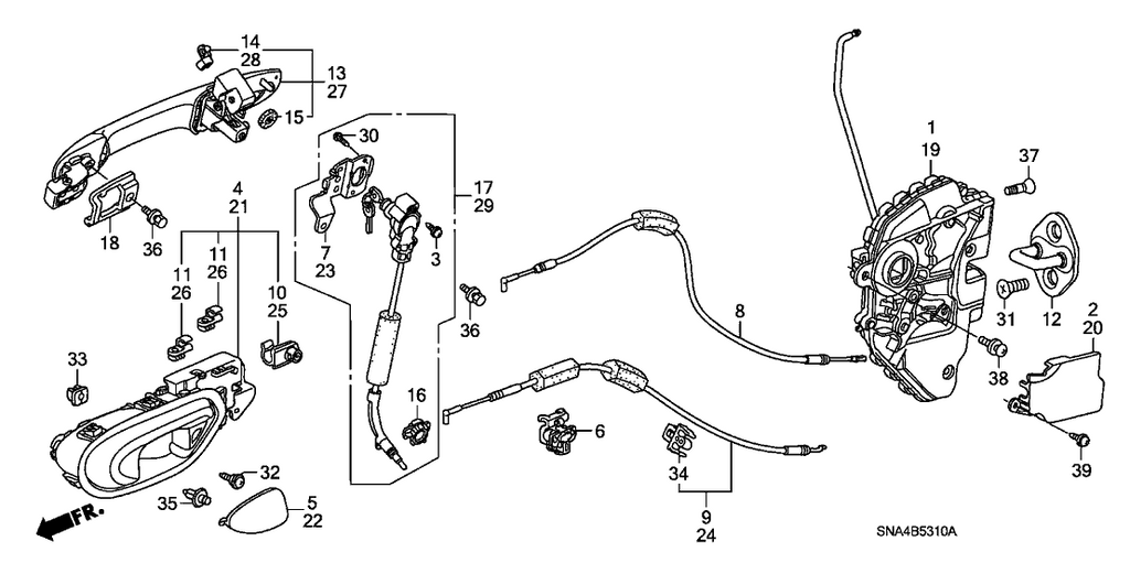 New 2006-2008 Fits Honda Civic Handle Assembly, Passenger Side Door (Outer) (Galaxy Gray Metallic), Part # 72140-SNA-A11ZG