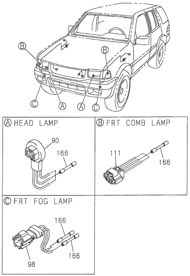 Honda New 2000-2002 Fits Honda Passport Connector, FR. Combination Lamp, Part # 89725-76160