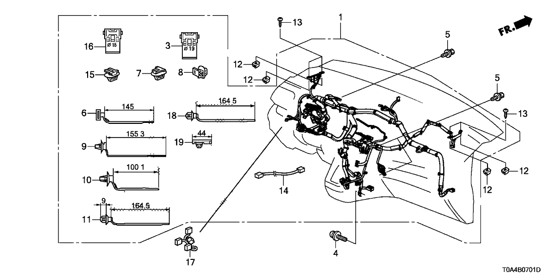 New 2013 Fits Honda CR-V Instrument Wire Harness, Part # 32117-T0A-A80