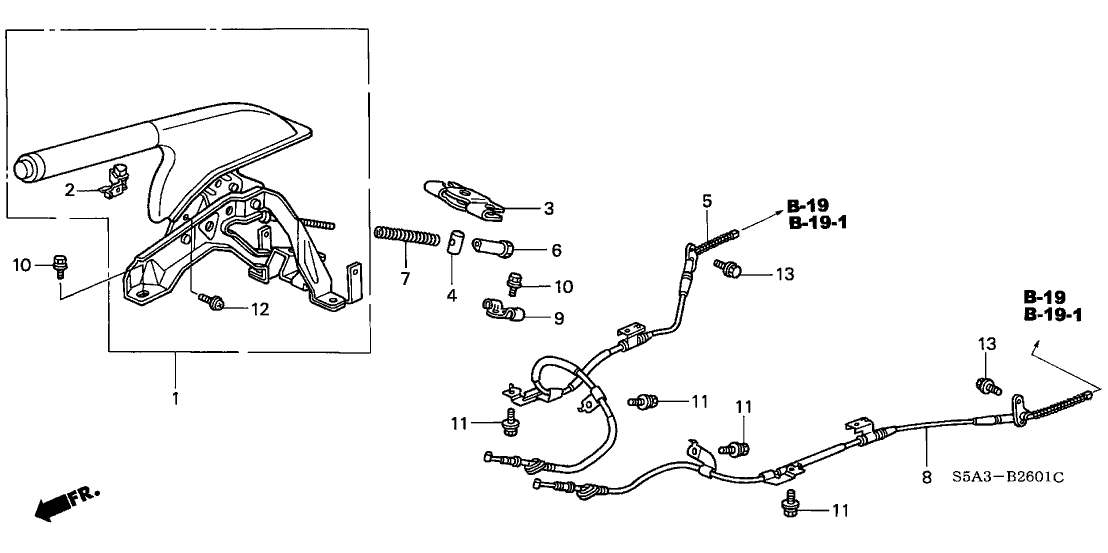 Honda New 2001-2003 Fits Honda Civic Passenger Side Parking Brake Wire B, Part # 47510-S5W-A03
