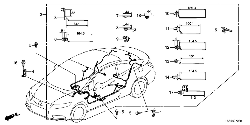New 2012 Fits Honda Civic Floor Wire Harness, Part # 32107-TS8-A50