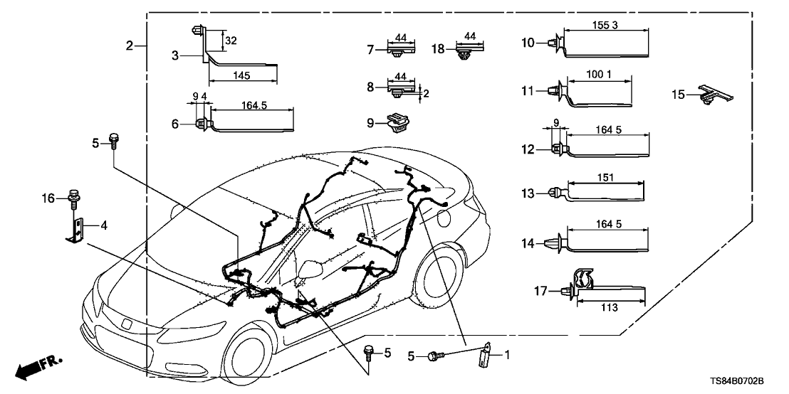 Honda New 2013 Fits Honda Civic Floor Wire Harness, Part # 32107-TS8-A71