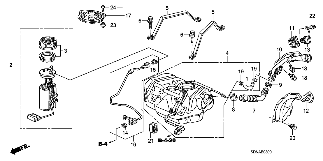 Honda New 2006-2007 Fits Honda Accord Module Assembly, Fuel Pump (Kautex), Part # 17045-SDA-A30