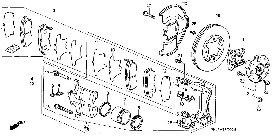 Honda New 1990-1997 Fits Honda Accord Left Front Caliper Sub-Assembly, Part # 45019-SM4-A00