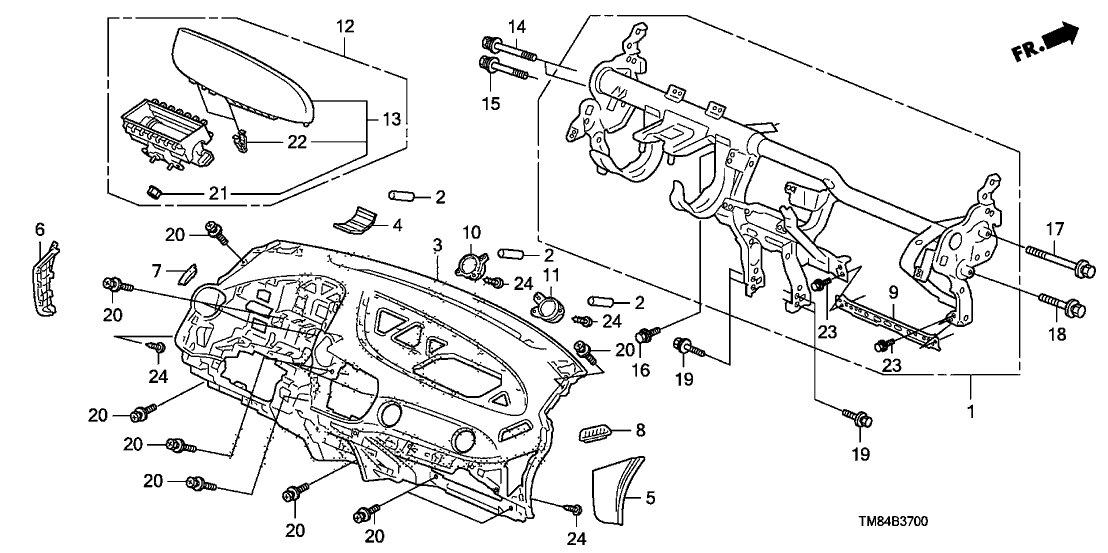 New 2010-2014 Fits Honda Insight Lid, L. Instrument Side *NH686L* (QP LIGHT WARM GRAY), Part # 77215-TM8-000ZA