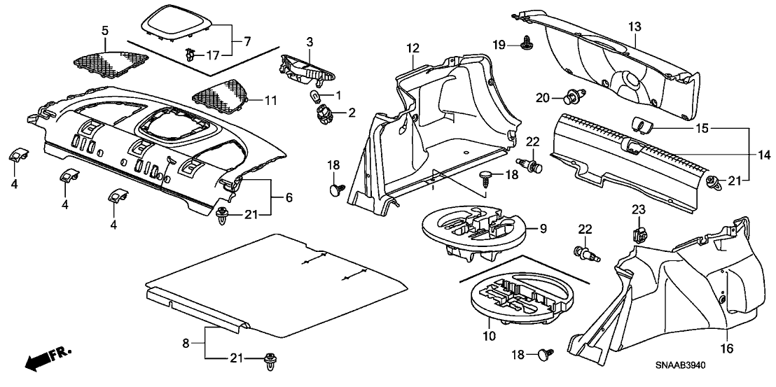 Honda New 2007-2011 Fits Honda Civic Tray, RR. *NH598L* (ATLAS GRAY), Part # 84505-SNE-A02ZA