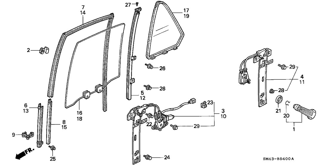 Honda New 1990-1993 Fits Honda Accord Sash, R. RR. Door Center (Lower), Part # 72733-SM4-003