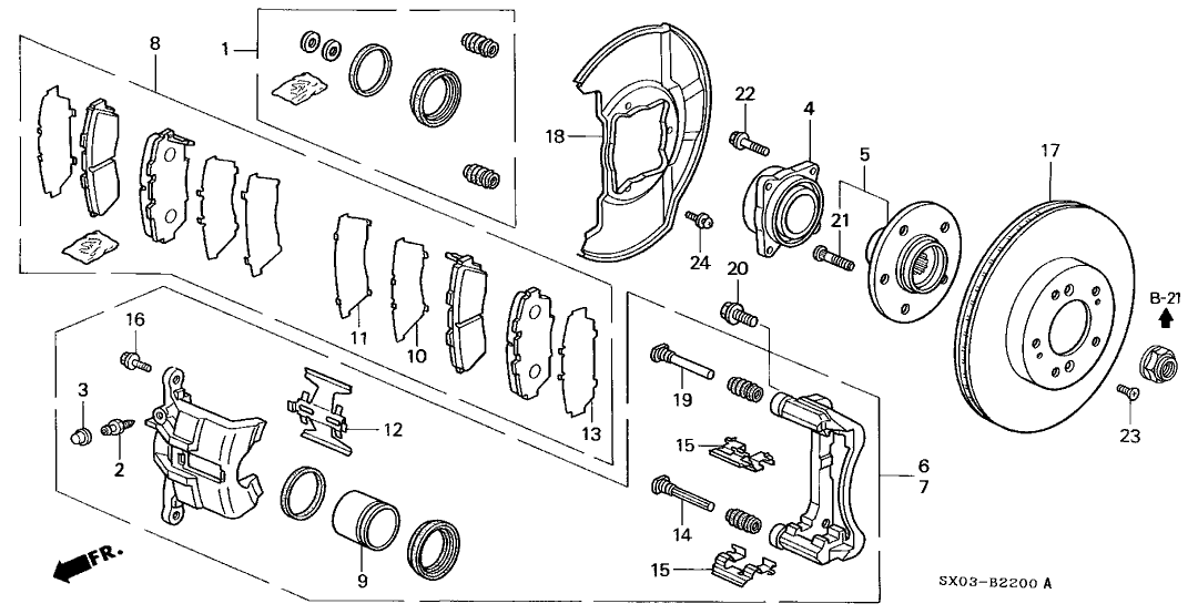 Honda New 1998 Fits Honda Odyssey Front Pad Set, Part # 45022-SX0-J02