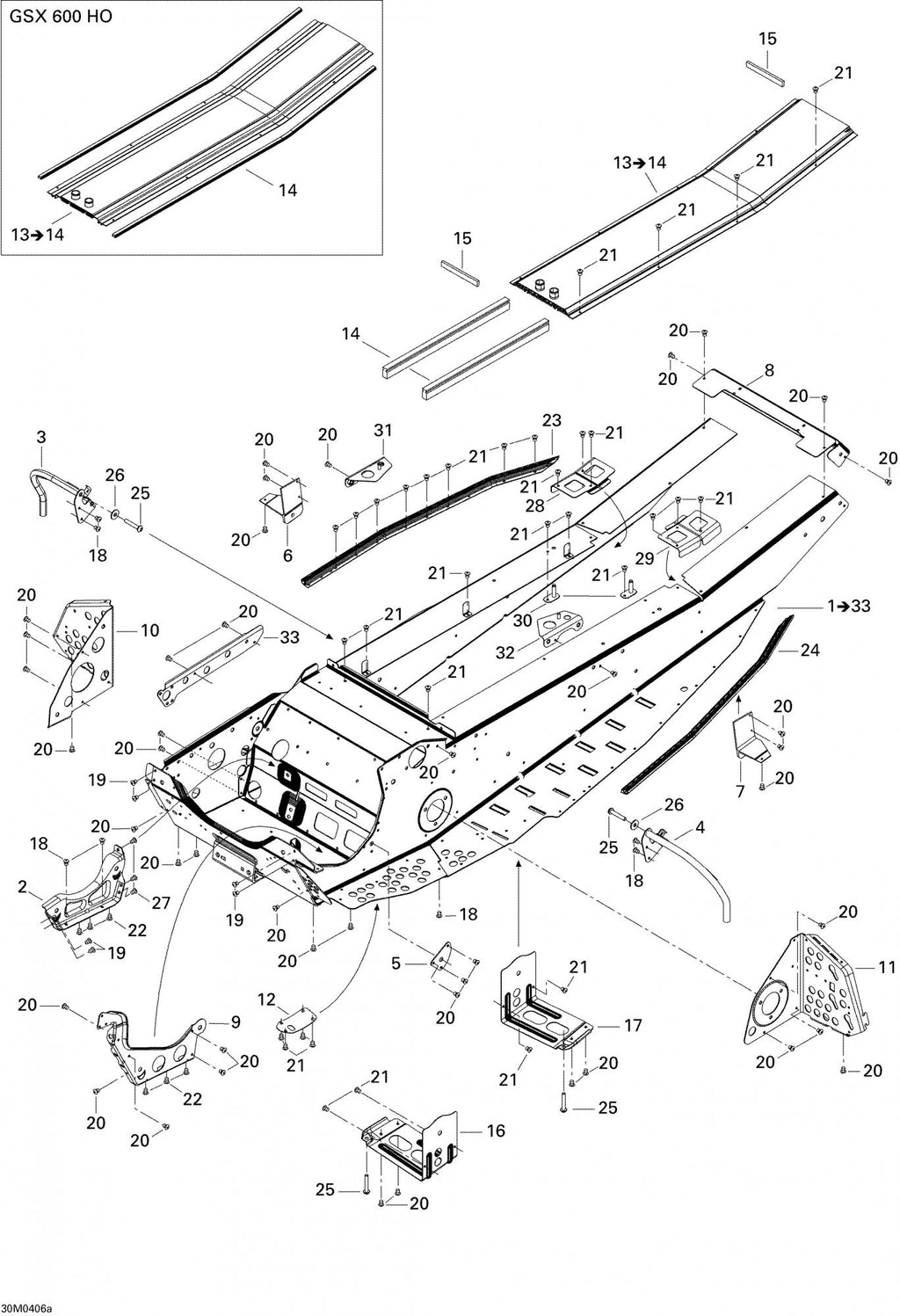 Fits 2003-2007 Ski-Doo GSX 380F / GSX 500SS Models LH Slide Bracket, OEM Part # 518323573