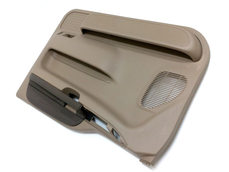 Fits 2003-2004 Ford Super Duty / F-Series application Front right inner door trim panel, parchment, without woodgrain, Part # 2C3Z2523942CAA