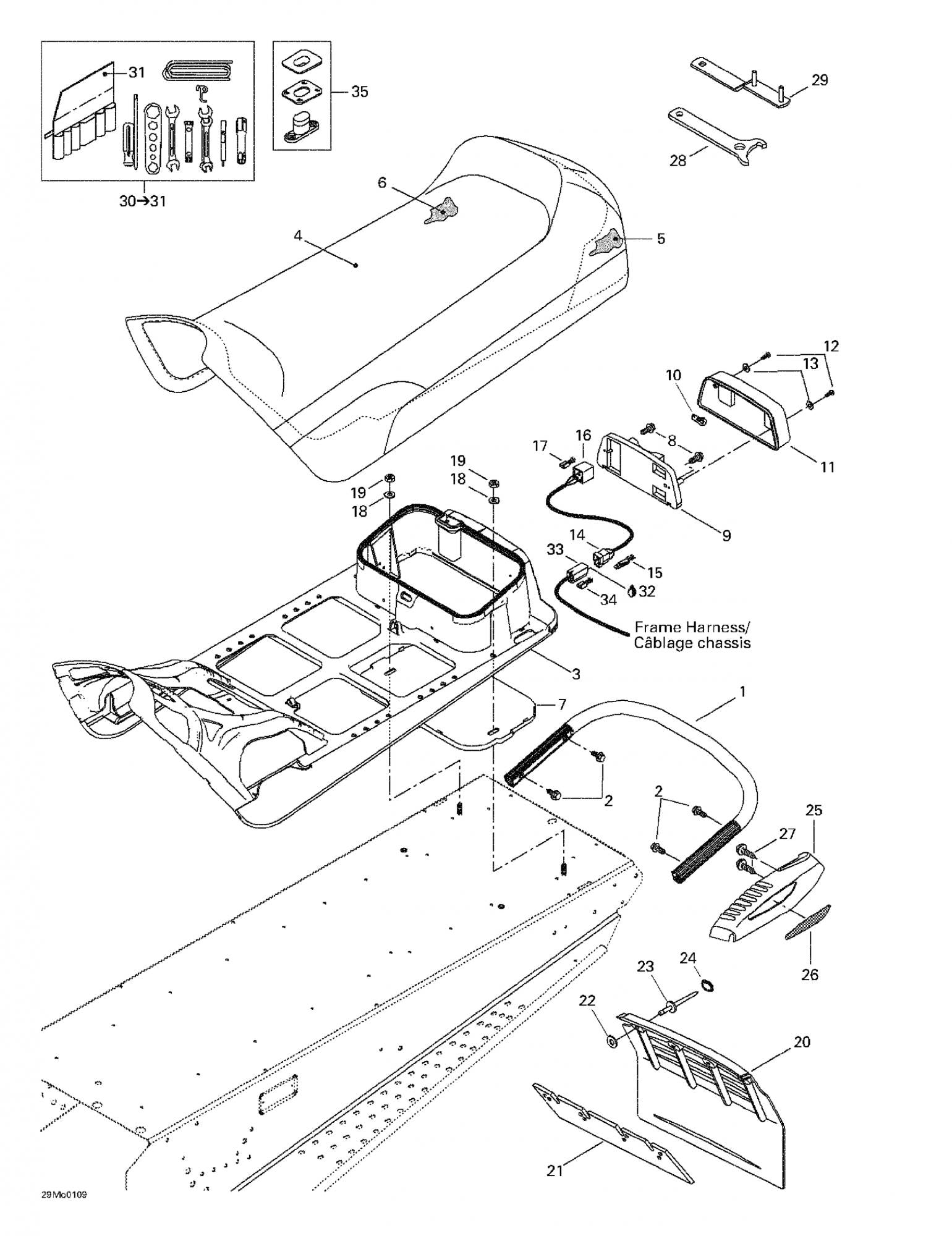 Fits 1999-2005 Ski-Doo Formula Deluxe 500/600/700 / Formula Deluxe 600/700 Models Under Chest, OEM Part # 572107601