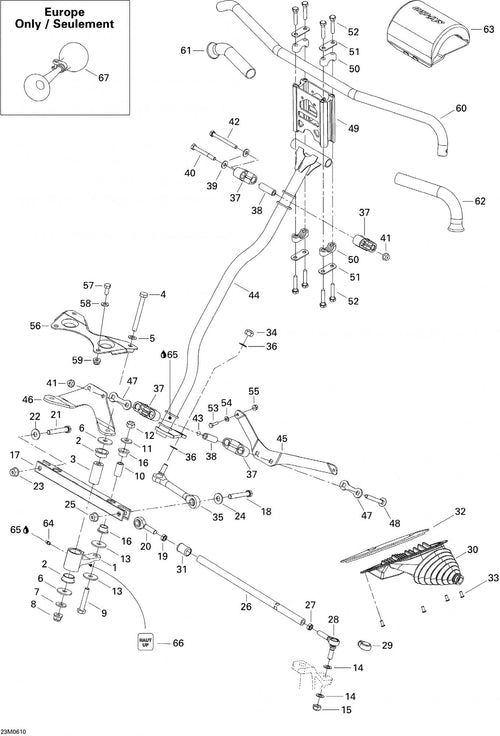 Fits 2003-2007 Ski-Doo MX Z 440 Racing / MX Z 440X Racing Models Main Tube, OEM Part # 506152161