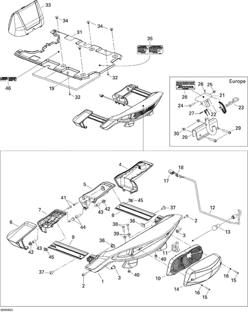 Fits 2005-2006 Ski-Doo GTX 380F / GTX 500SS Models Hitch, Black Europe, OEM Part # 511000354