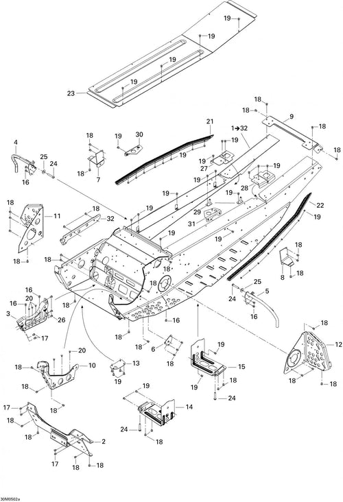 Fits 2003-2007 Ski-Doo GSX 380F / GSX 500SS Models LH Slide Bracket, OEM Part # 518323573