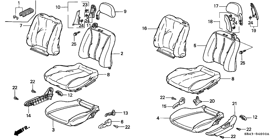 Honda New 1992-1995 Fits Honda Civic Cover, R. RR. Headrest Pillar *YR150L* (MYSTIC BROWN), Part # 81148-SR3-003ZE