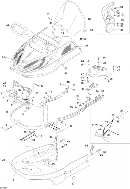 Fits 2001-2005 Ski-Doo Skandic 440 / Skandic 440F Models RH Support, OEM Part # 5246400