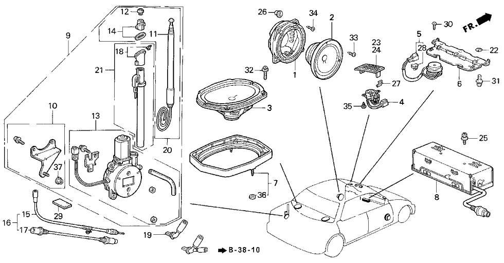 New 1992-1998 Fits Acura TL / Vigor Bracket, Front Speaker Seal, Part # 39112-SL4-010