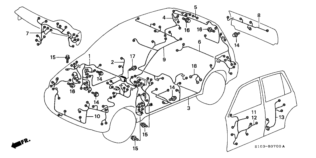 Honda New 1998-2001 Fits Honda CR-V Interior Wire Assembly, Part # 32155-S10-A81