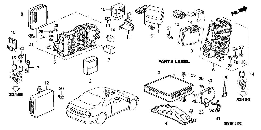 Honda New 1998-2002 Fits Honda Accord Box Assembly, Fuse (Passenger Side), Part # 38210-S82-A11