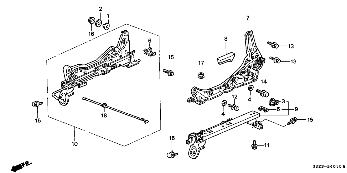 Honda New 1998-2002 Fits Honda Accord Left Slide Adjuster (Inner), Part # 81670-S82-A15