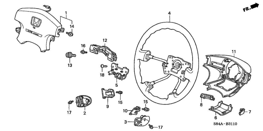 Honda New 1998-2002 Fits Honda Accord Wheel, Steering (Medium Taupe) (Leather), Part # 78501-S84-A71ZB