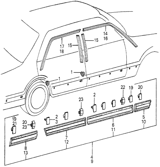 Honda New 1980-1981 Fits Honda Accord Left Rear Door Protector, Part # 75818-688-771