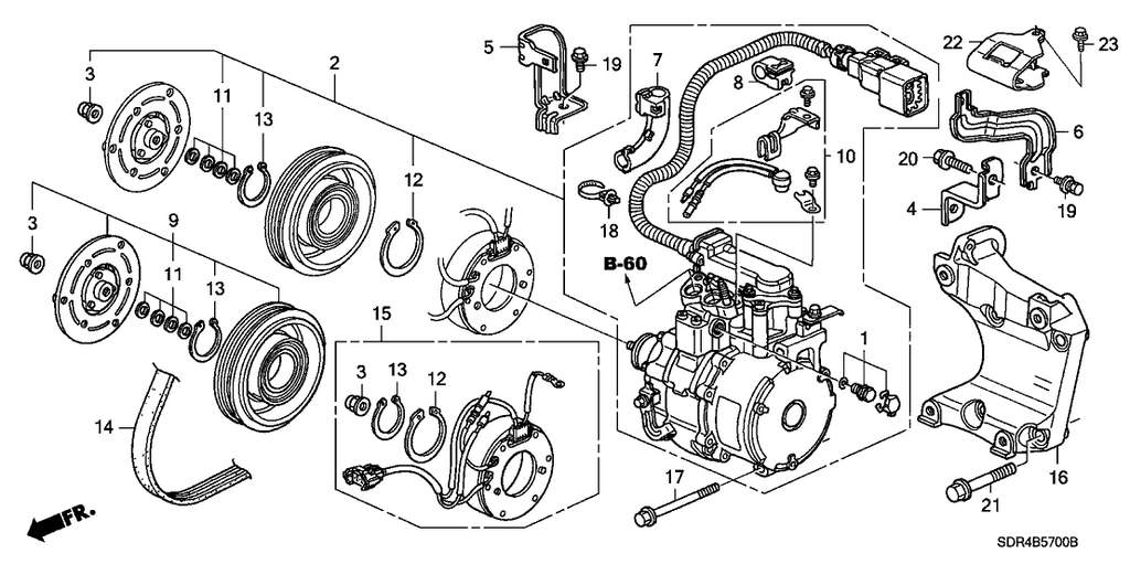 New 2005-2007 Fits Honda Accord Hybrid Stay C, Compressor Cable, Part # 38867-RCJ-A00