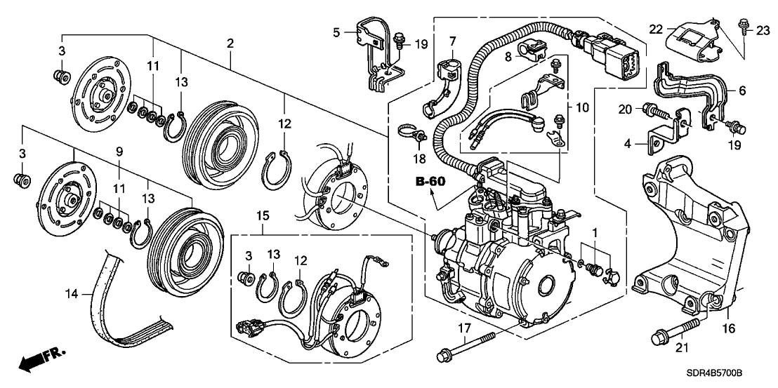 New 2005-2007 Fits Honda Accord Hybrid Stay C, Compressor Cable, Part # 38867-RCJ-A00