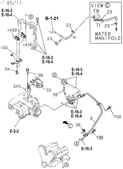 Honda New 1994-1995 Fits Honda Passport Valve, Vacuum Switch, Part # 89708-63490
