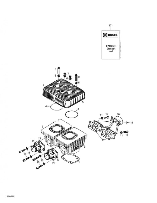 Fits 1999-2005 Ski-Doo MX Z 440 / MX Z 440 F/500 F Models Gasket 0.3, OEM Part # 420931780