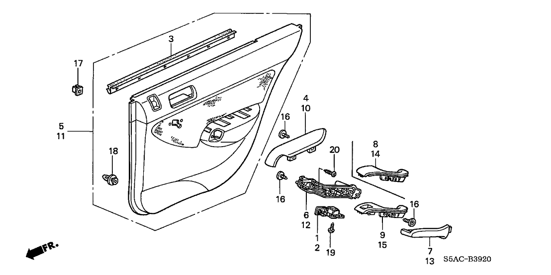 New 2003-2005 Fits Honda Civic Panel, R. RR. Door Regulator *YR239L* (KI IVORY), Part # 83743-S5A-003ZE