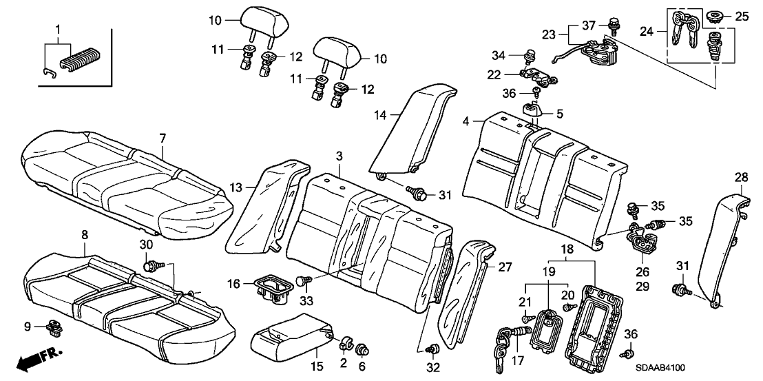 Honda New 2006-2007 Fits Honda Accord Armrest Assembly, Rear Seat (Graphite Black) (Ts Tech), Part # 82180-SDA-A23ZA