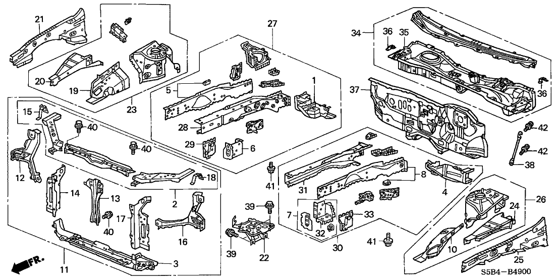 Honda New 2003-2005 Fits Honda Civic Panel Set, R. FR. Side (Outer), Part # 04606-S5B-A00ZZ
