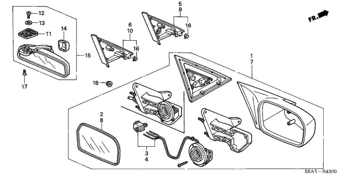 Honda New 2001-2005 Fits Honda Civic Mirror Assembly, Passenger Side Door (Satin Silver Metallic) (R.C.), Part # 76200-S5D-A21ZE