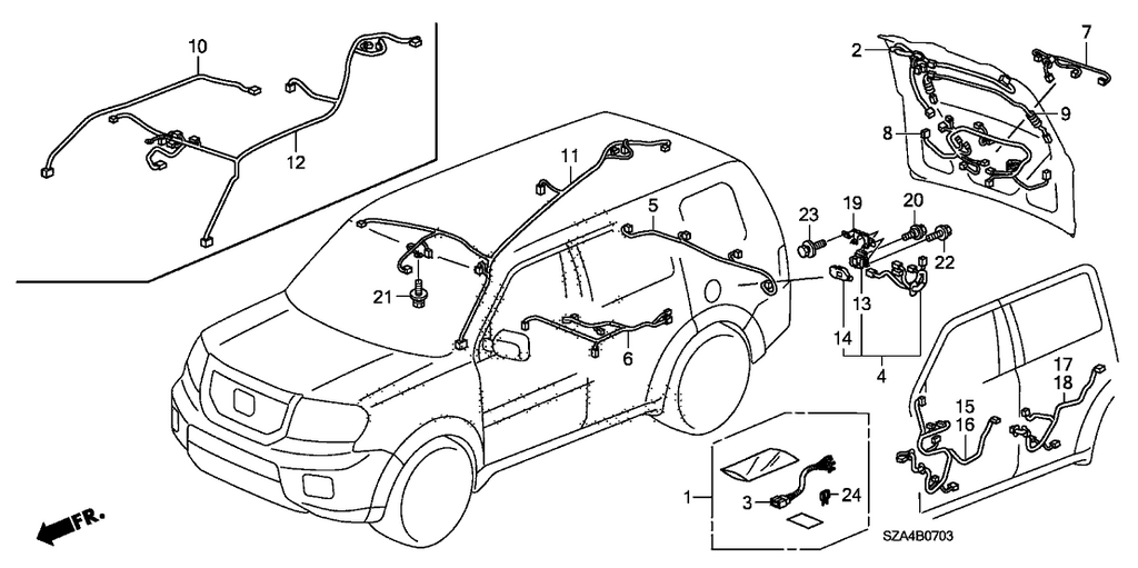 New 2013 Fits Honda Pilot Sub-Harness, Part # 32119-SZA-C00