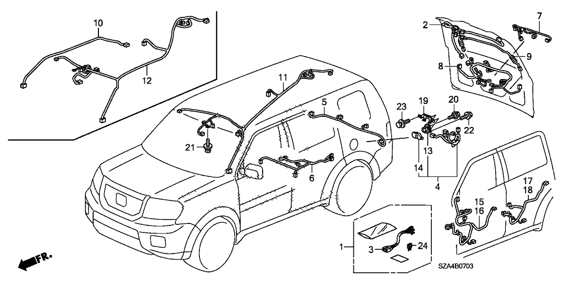 Honda New 2011 Fits Honda Pilot Interior Wire, Part # 32155-SZA-A11