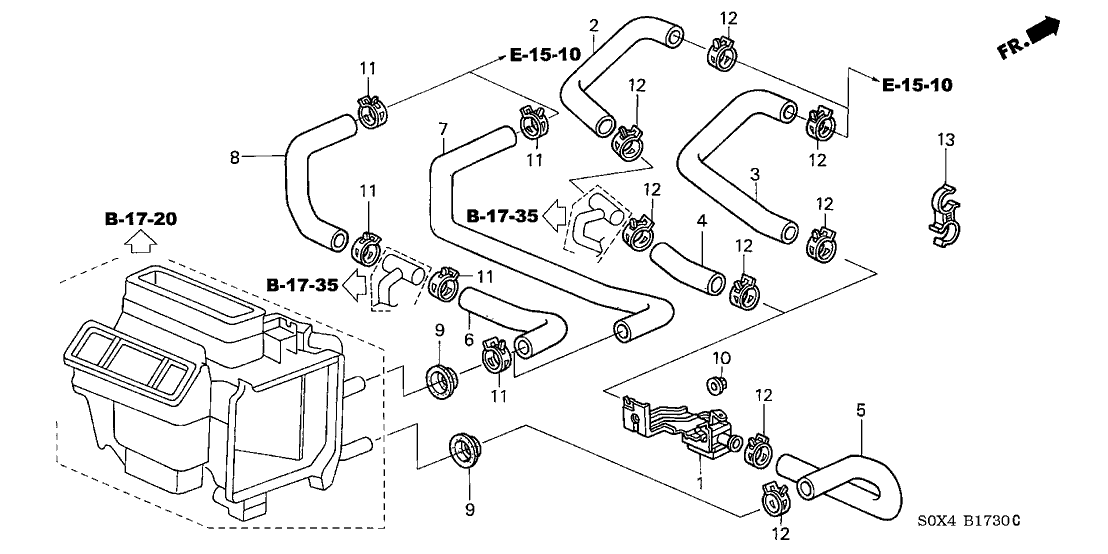 Honda New 1999-2001 Fits Honda Odyssey Hose A, Water Inlet (Single), Part # 79721-S0X-A50