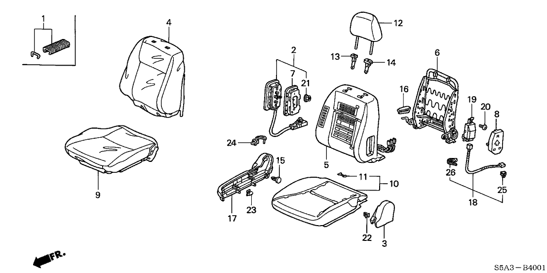 Honda New 2003 Fits Honda Civic Pad Assembly, Right Front Seat Cushion, Part # 81132-S5D-A32