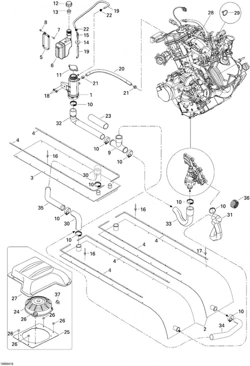 Fits 2004-2006 Ski-Doo Expedition 4-TEC / Expedition V-1000 Models Return Hose, OEM Part # 509000304