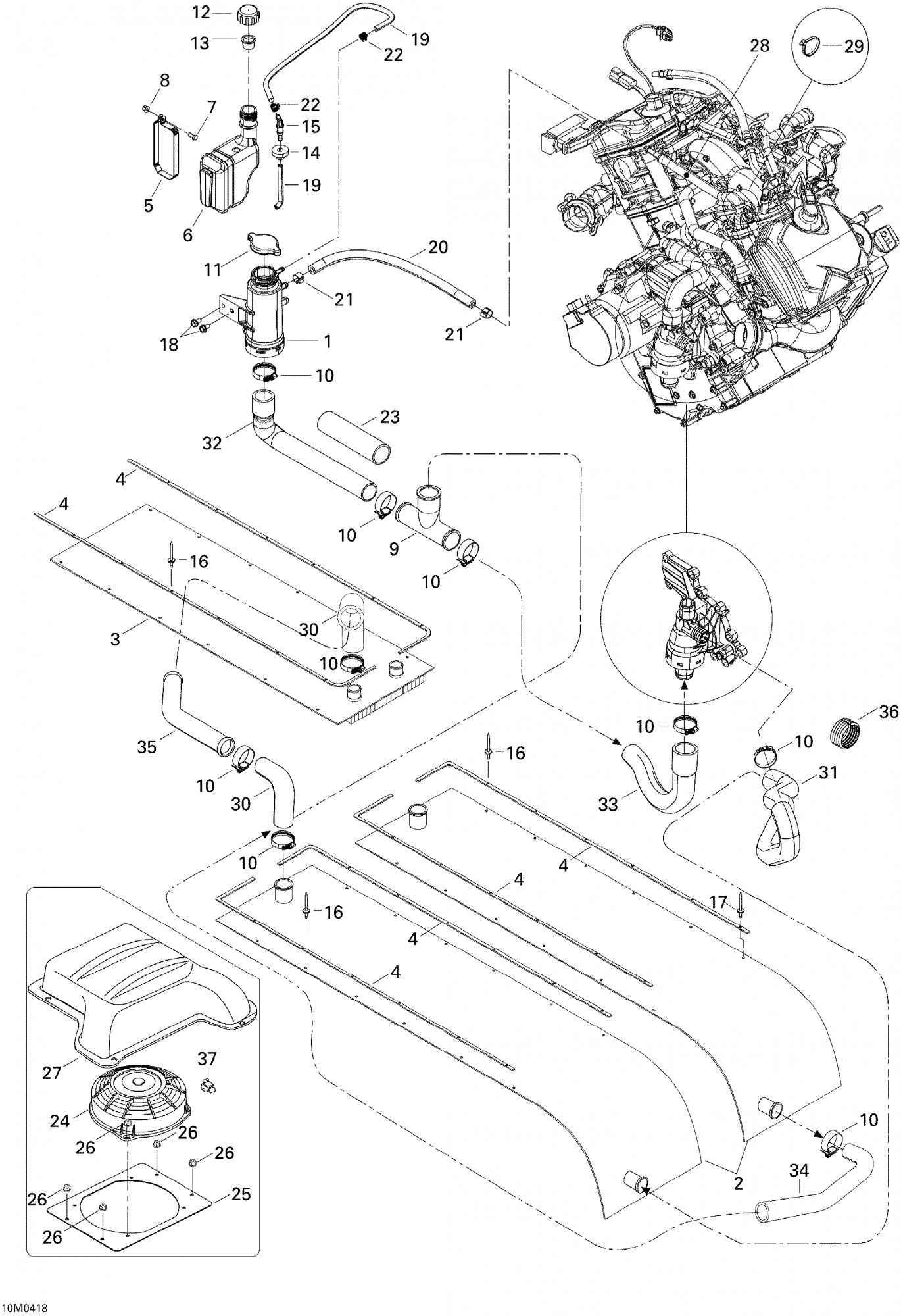 Fits 2004-2006 Ski-Doo Expedition 4-TEC / Expedition V-1000 Hose, OEM Part # 605350713
