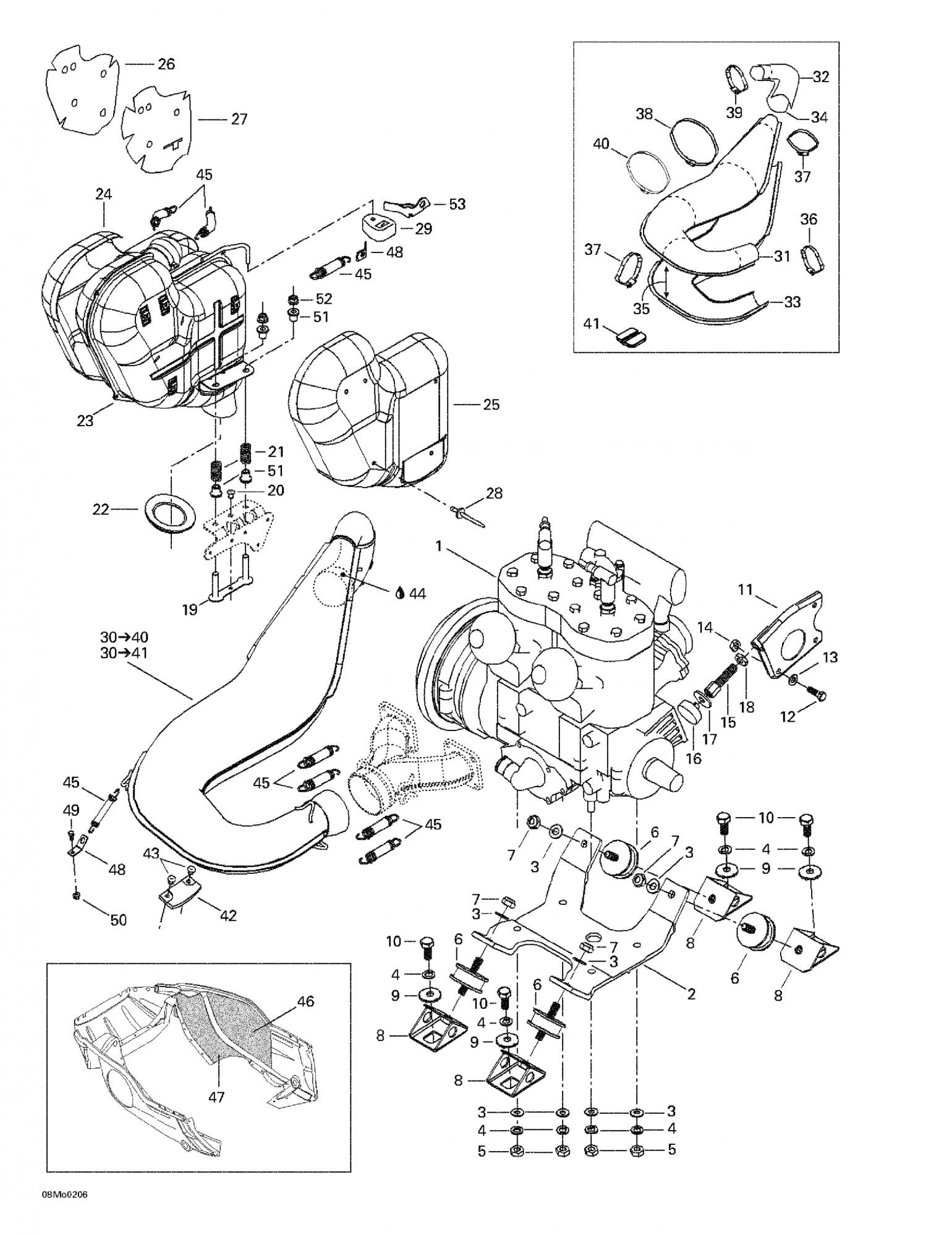 Fits 2002-2005 Ski-Doo Grand Touring 500/600/700/800 / Grand Touring V-1000 Models LH Heat Shield, OEM Part # 514053293